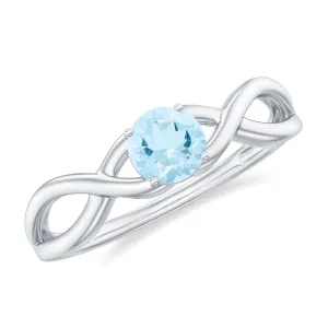 0.25 CT Solitaire Aquamarine Crossover Engagement Ring