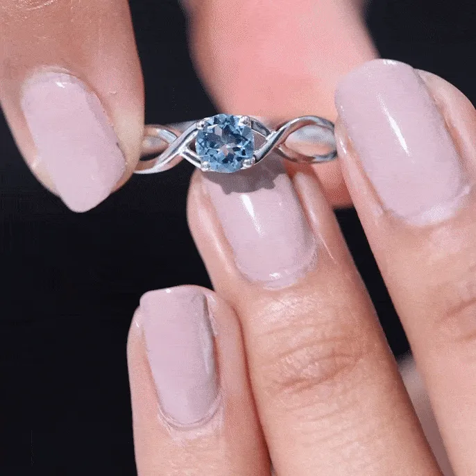 0.25 CT Solitaire Aquamarine Crossover Engagement Ring