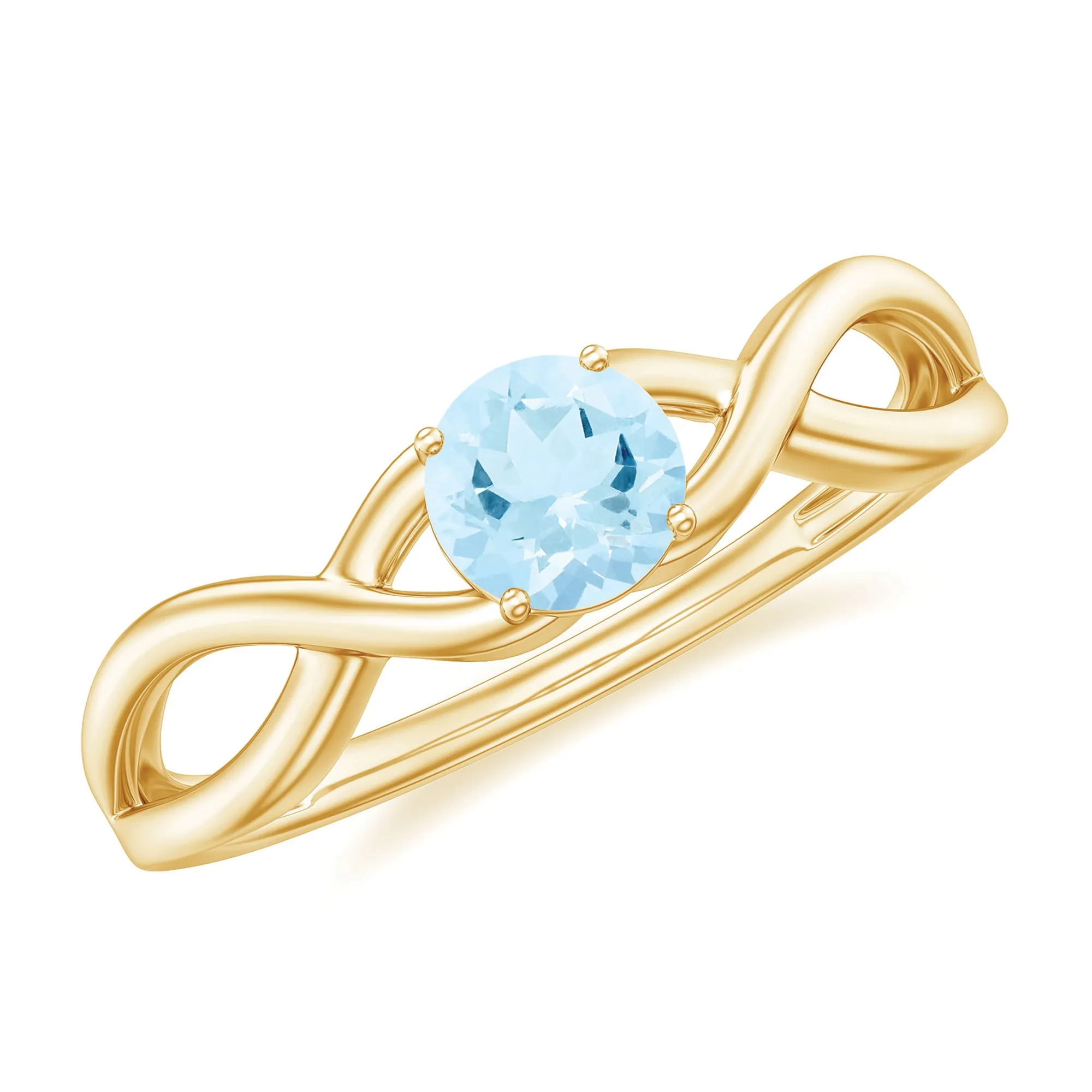 0.25 CT Solitaire Aquamarine Crossover Engagement Ring