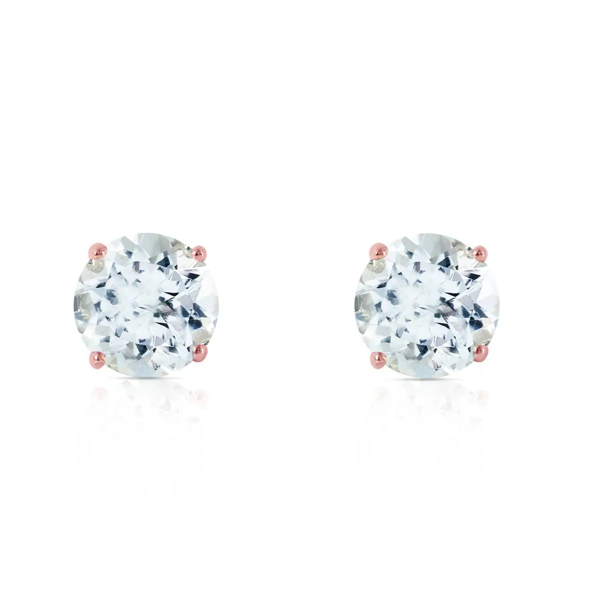 0.95 Carat 14K Solid Rose Gold Petite Aquamarine Stud Earrings