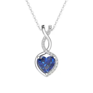 1 CT. Sapphire Infinity Heart Pendant with Diamonds