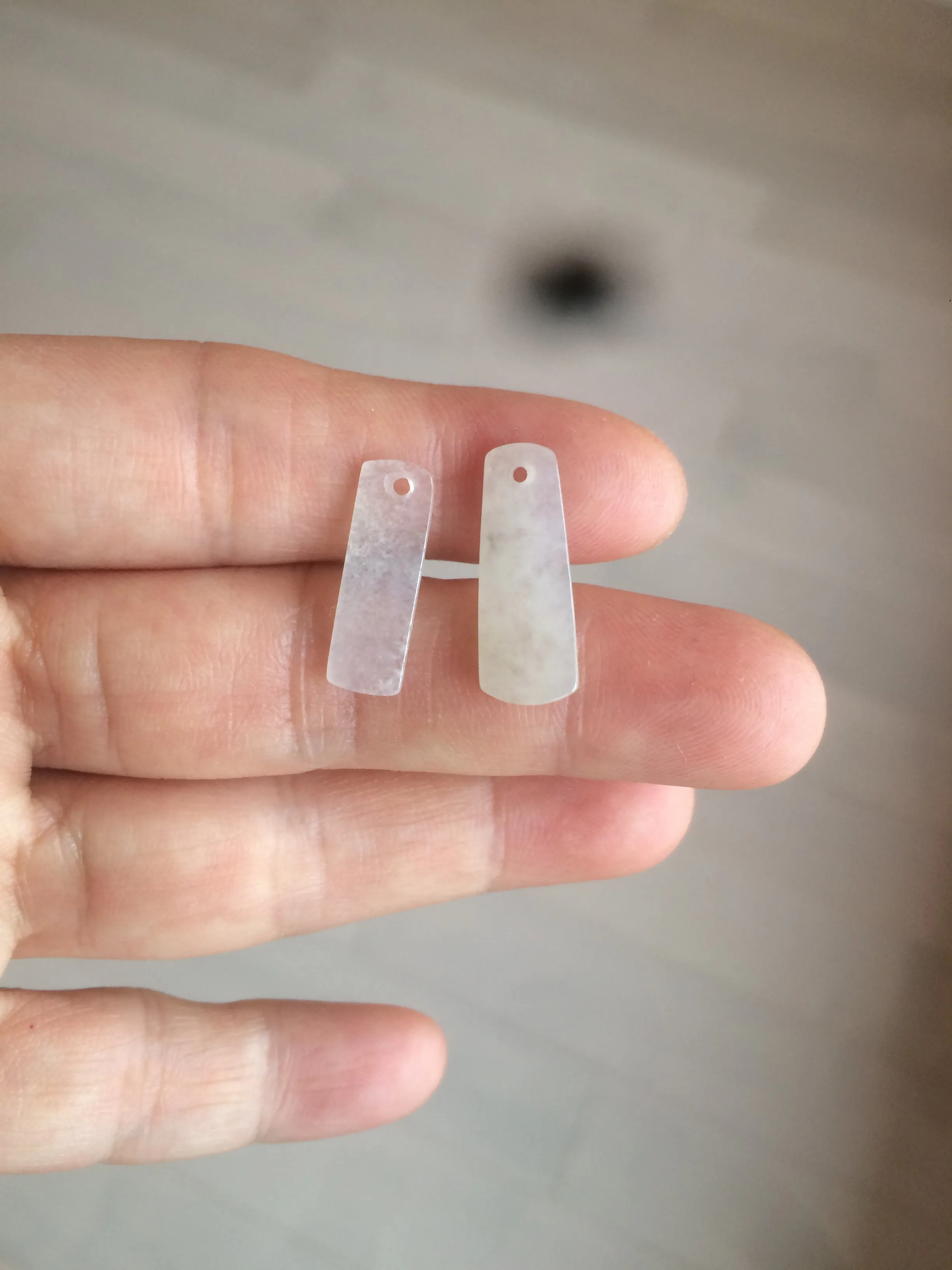 100% Natural icy watery green Misty rain (烟雨江南) safe and sound dangling jadeite Jade earring C22