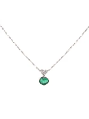 1.05ct Diamond Emerald 18K Gold Heart Necklace