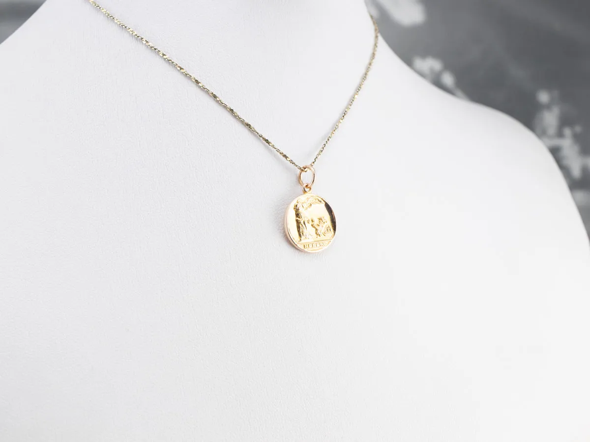 10K Gold NFBPWC Medal Pendant