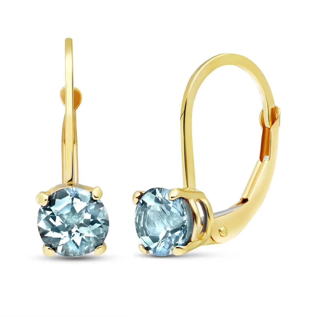 1.2 Carat 14K Solid Yellow Gold Iris Aquamarine Earrings