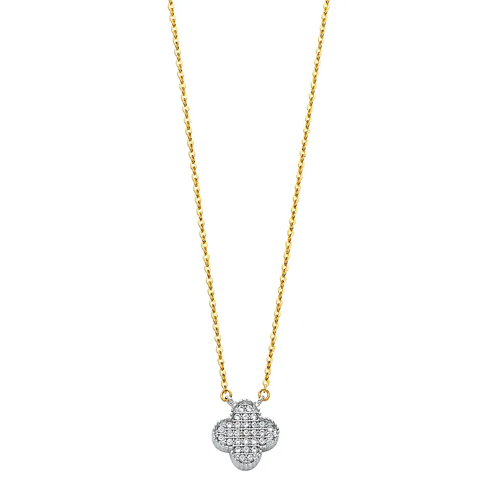 14K CZ CLOVE NECKLACE