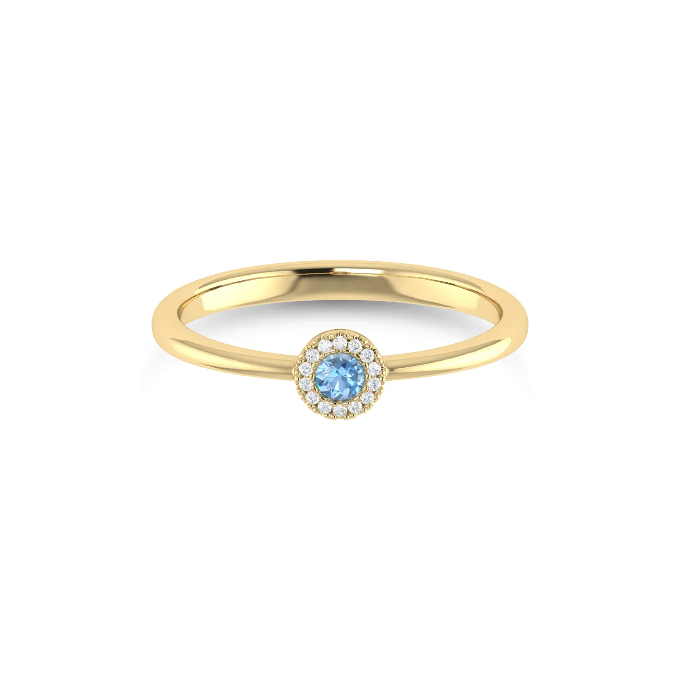 14K Gold Diamond & Aquamarine Ring