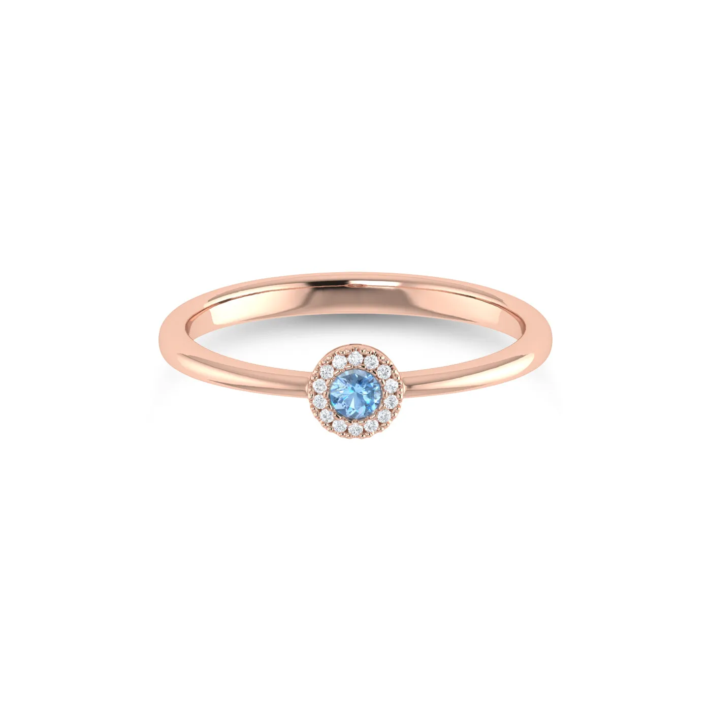 14K Gold Diamond & Aquamarine Ring