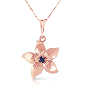 14K Solid Rose Gold Flower Necklace w/ Natural Sapphire