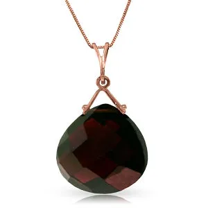 14K Solid Rose Gold Necklace w/ Checkerboard Cut Garnet