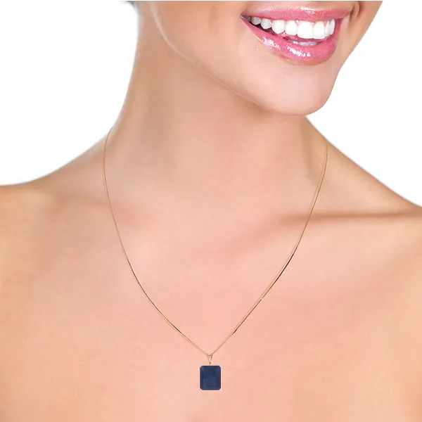 14K Solid Rose Gold Necklace w/ Octagon Natural Sapphire