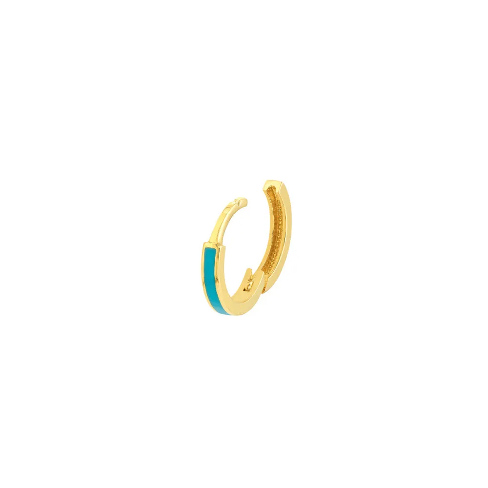 14k Turquoise Enamel Small Hoop Earrings