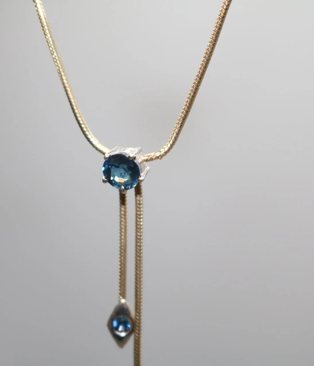 14K Two Tone Gold Sapphire Necklace (17 Inches) (0.55 CTW)