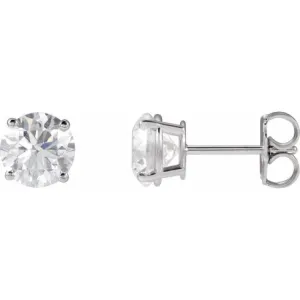 14K White 8 mm Lab-Grown Aqua Sapphire Stud Earrings