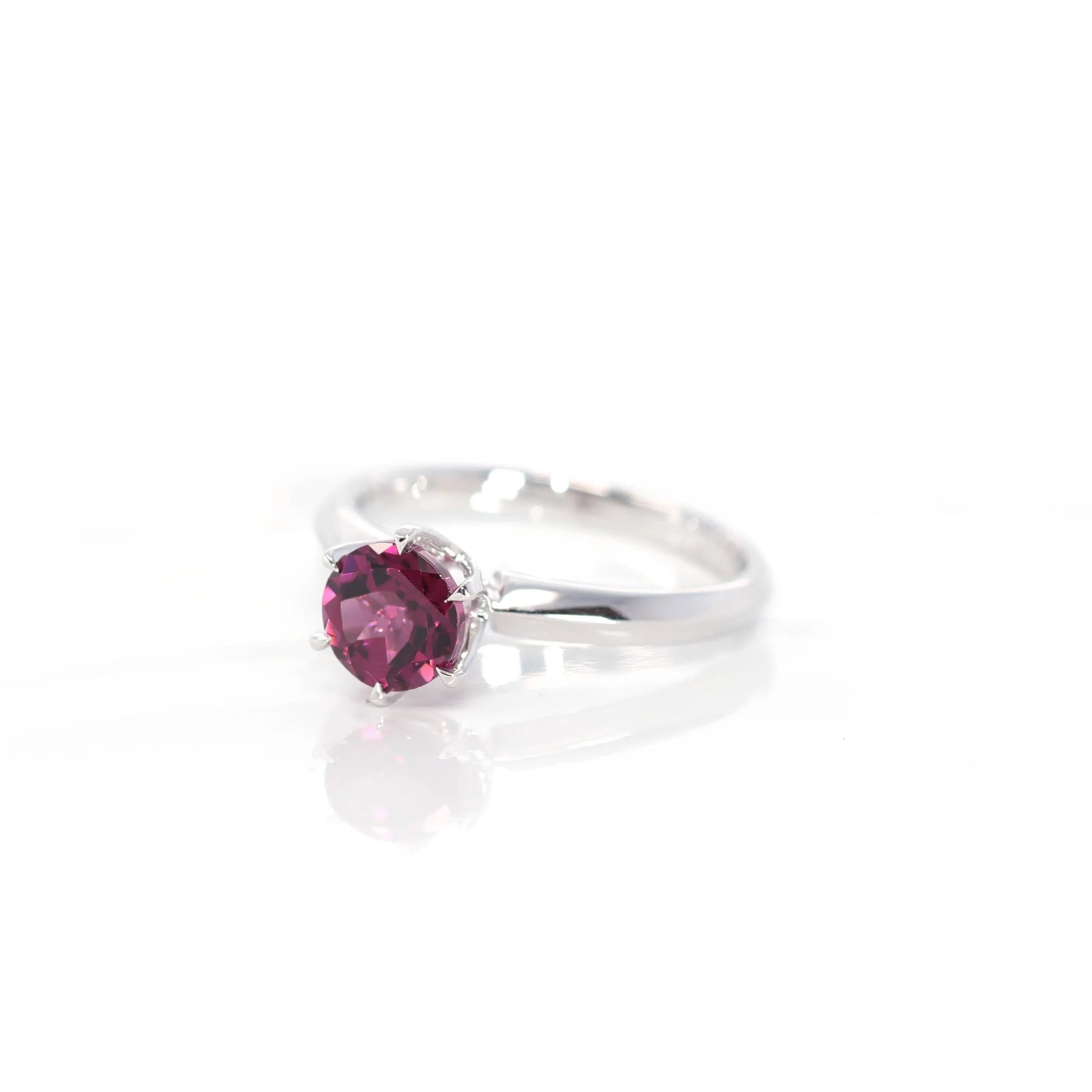 14k White Gold Purple Garnet Ring