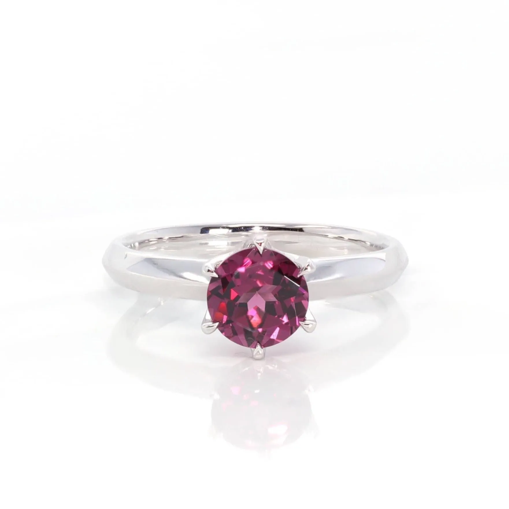 14k White Gold Purple Garnet Ring