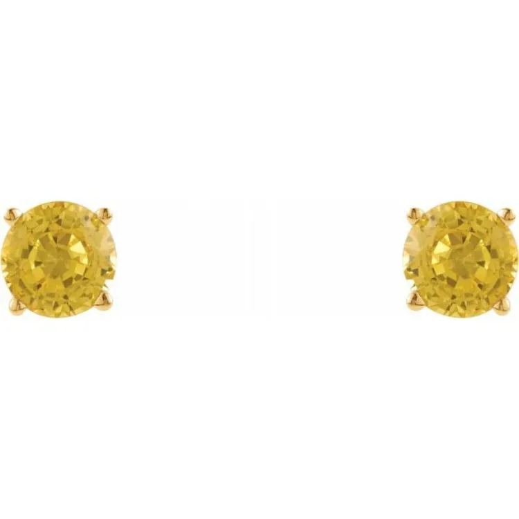 14K Yellow 5 mm Natural Yellow Sapphire Stud Earrings with Friction Post