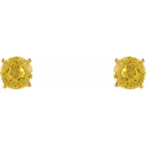 14K Yellow 5 mm Natural Yellow Sapphire Stud Earrings with Friction Post