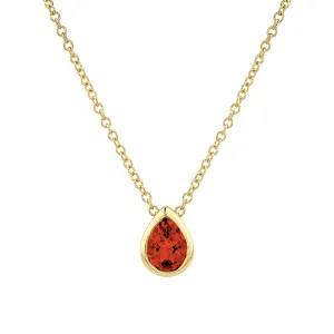 14K Yellow Gold Checkerboard Cut Garnet Pendant Necklace