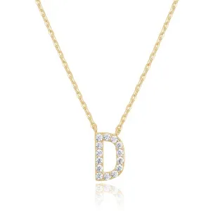 14k Yellow Gold Created White Sapphire Initial D Letter Pendant Necklace Plated