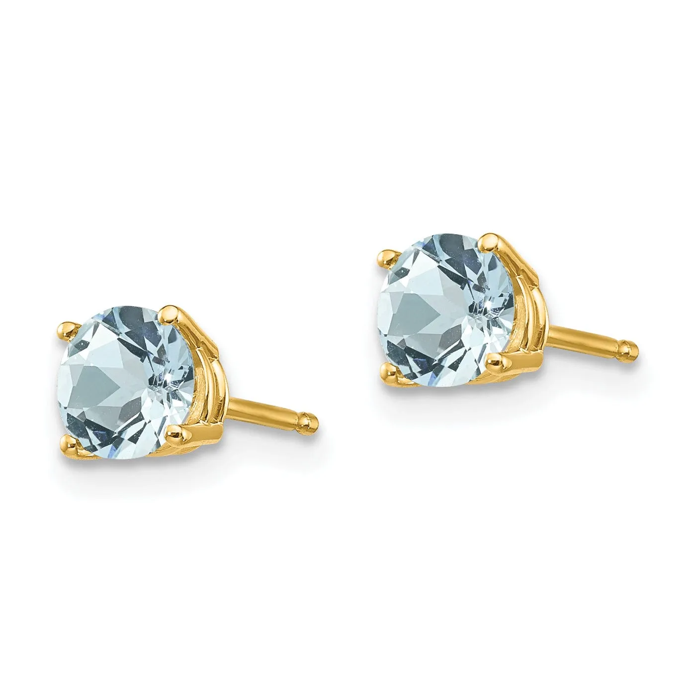 14k Yellow Gold Polished Aquamarine Earrings