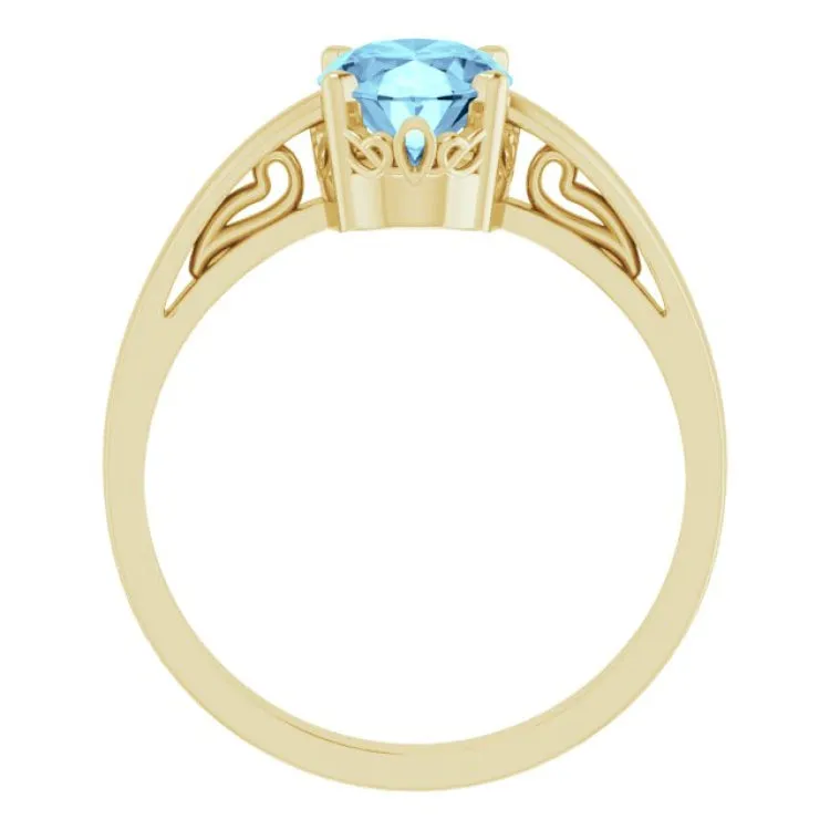 14K Yellow Natural Aquamarine Ring