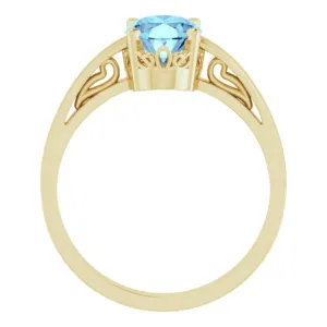 14K Yellow Natural Aquamarine Ring