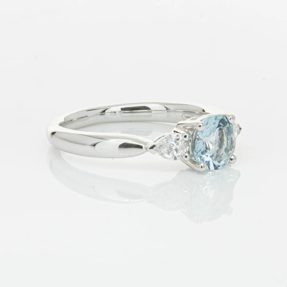 18ct White Gold .65ct Aquamarine & Diamond Ayla Ring