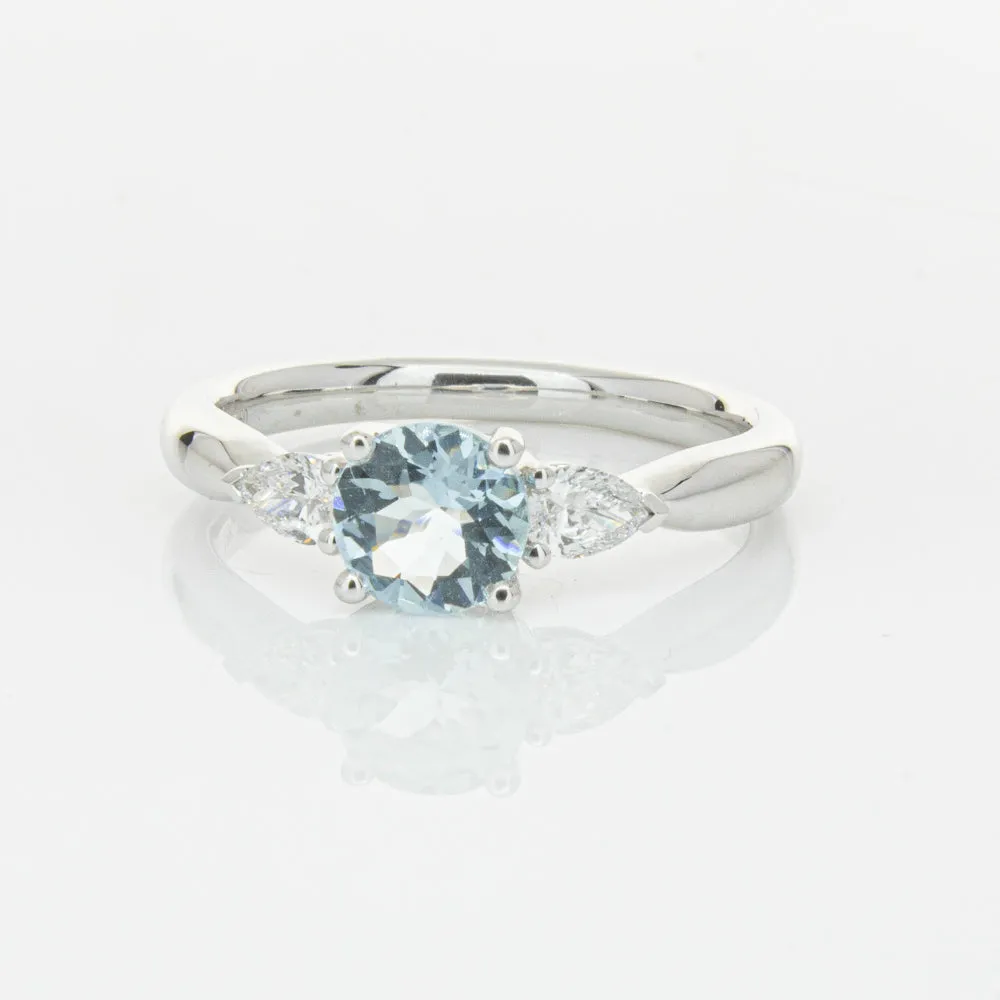 18ct White Gold .65ct Aquamarine & Diamond Ayla Ring