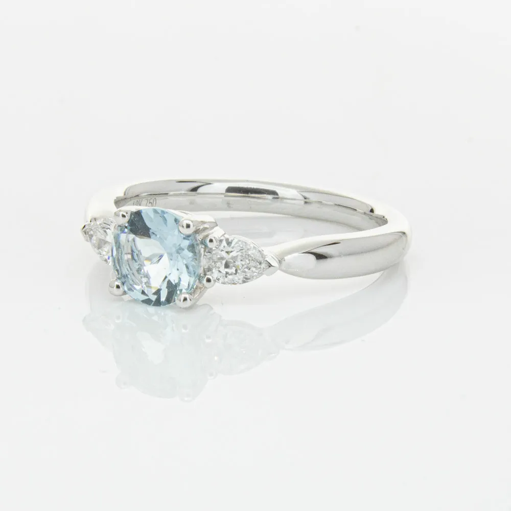 18ct White Gold .65ct Aquamarine & Diamond Ayla Ring