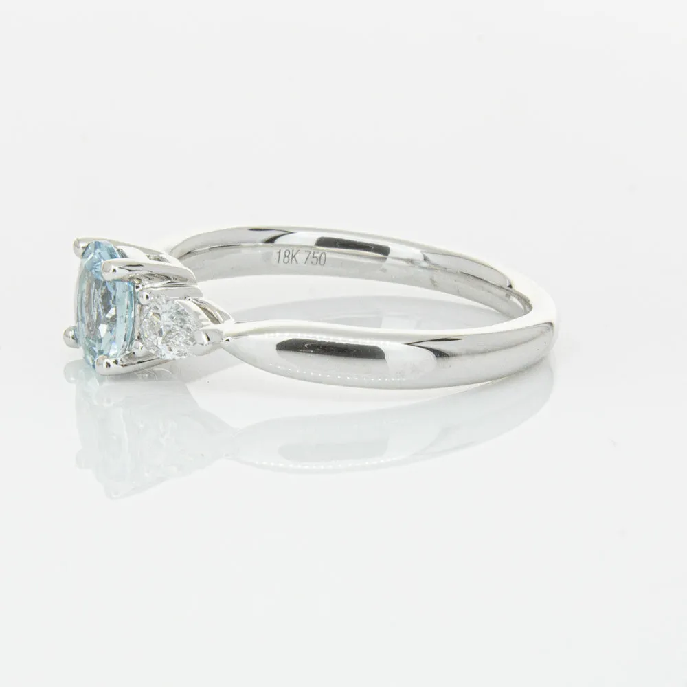 18ct White Gold .65ct Aquamarine & Diamond Ayla Ring