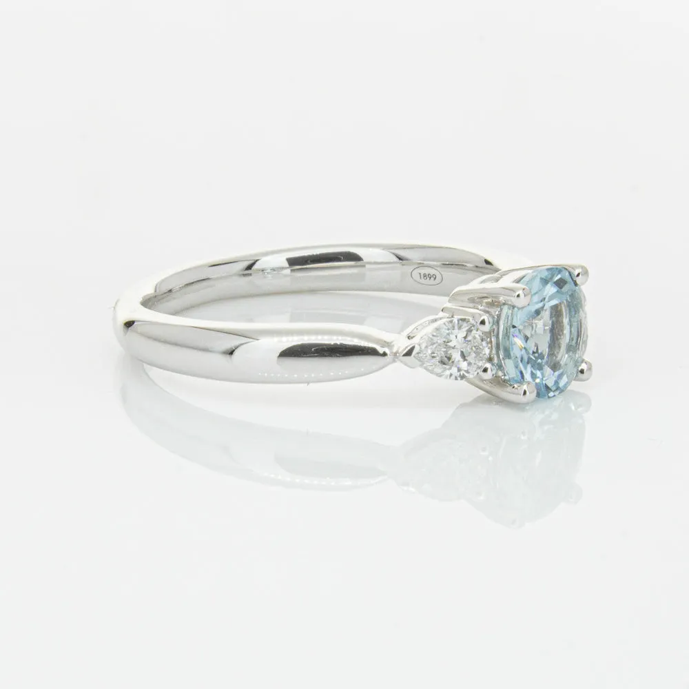 18ct White Gold .65ct Aquamarine & Diamond Ayla Ring