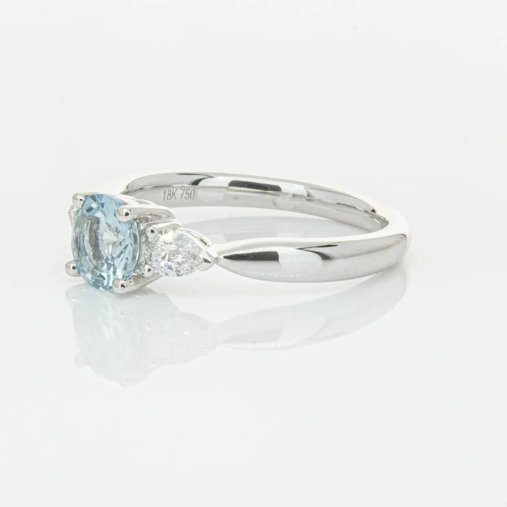 18ct White Gold .65ct Aquamarine & Diamond Ayla Ring