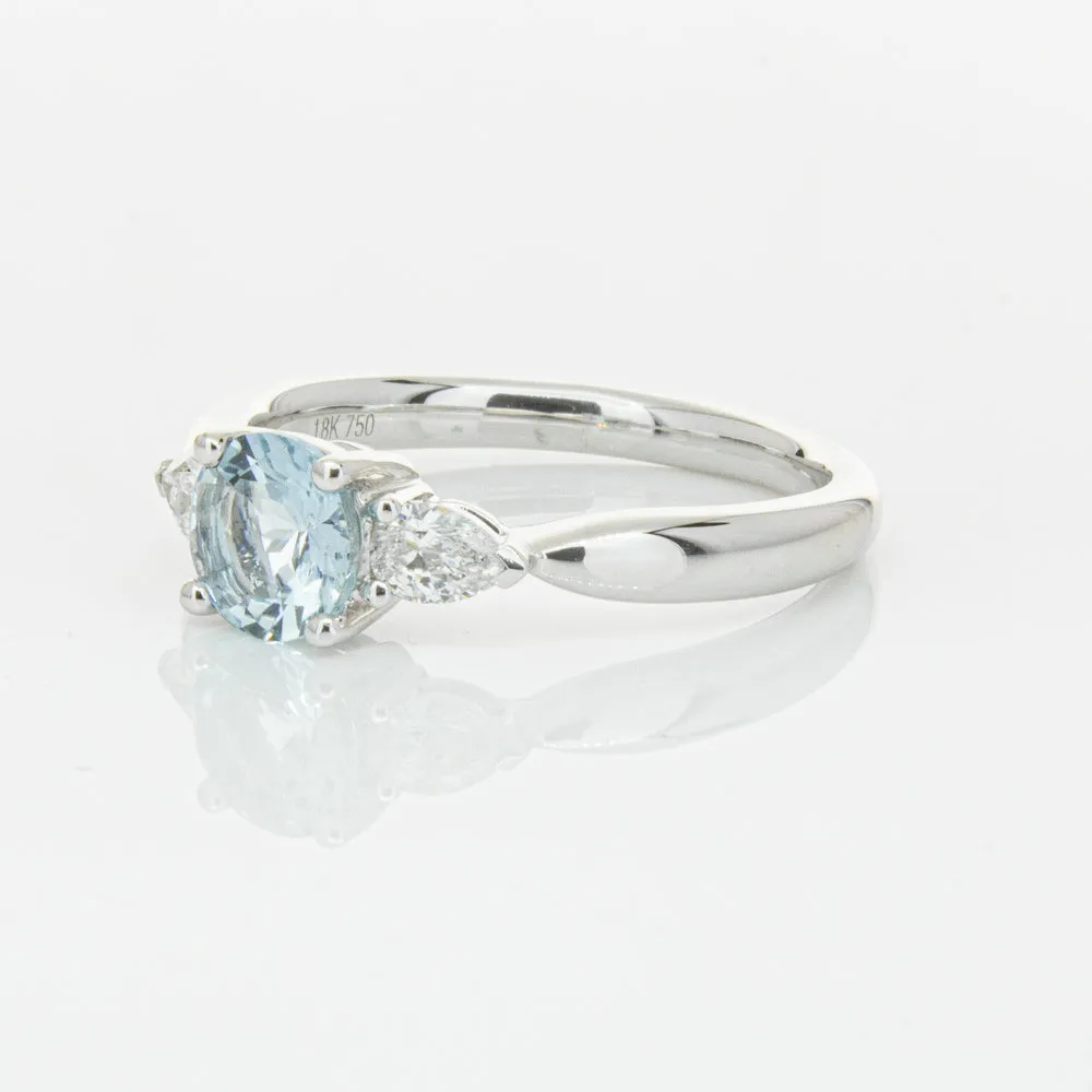 18ct White Gold .65ct Aquamarine & Diamond Ayla Ring