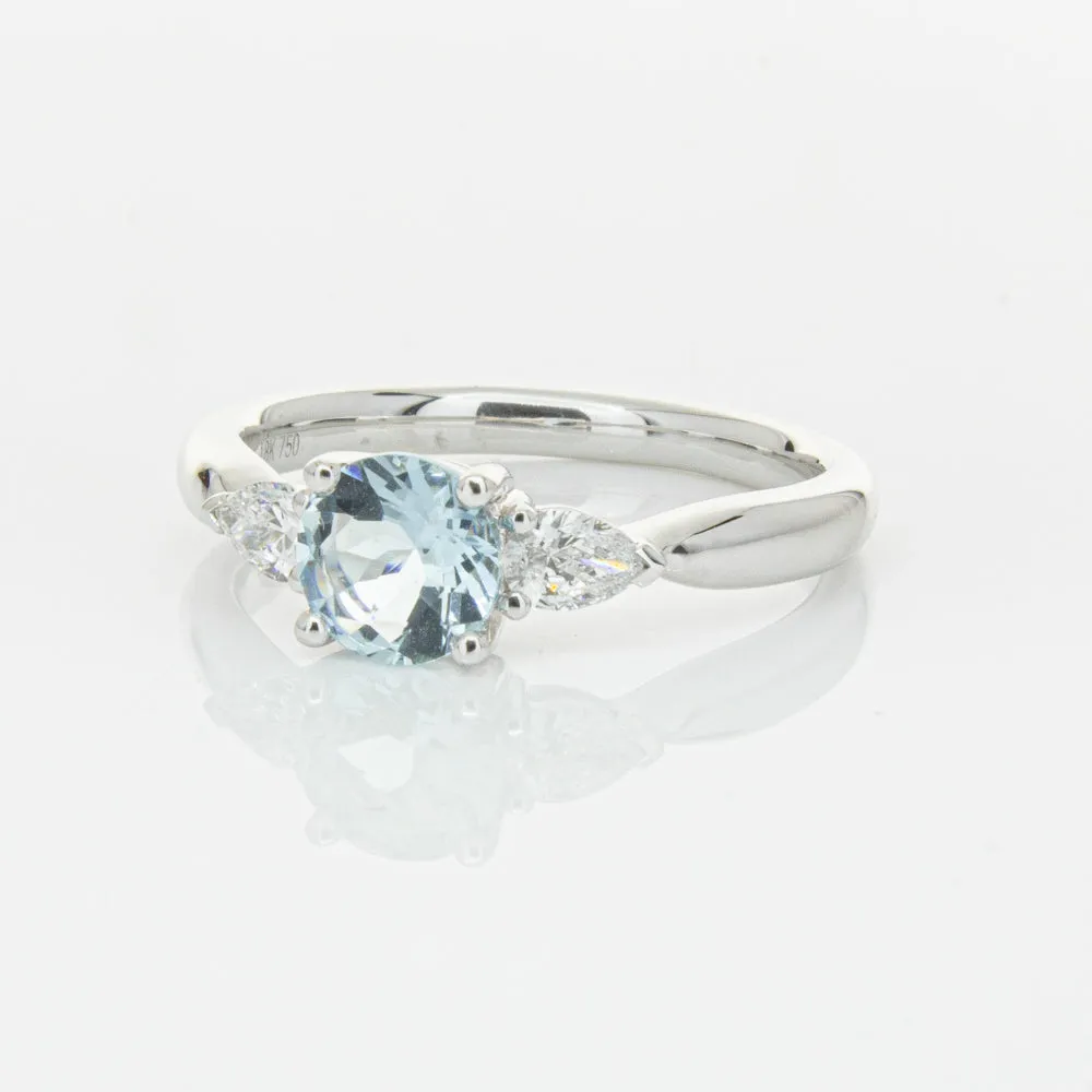 18ct White Gold .65ct Aquamarine & Diamond Ayla Ring