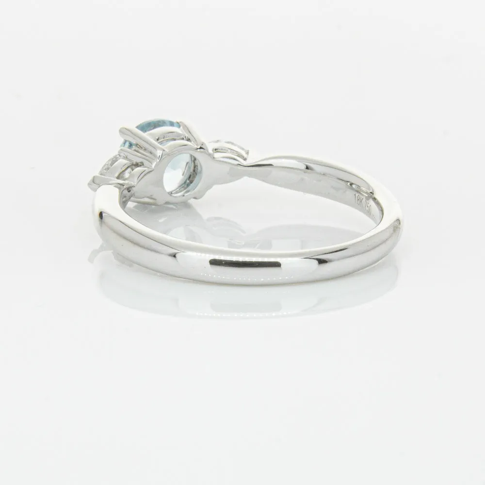 18ct White Gold .65ct Aquamarine & Diamond Ayla Ring