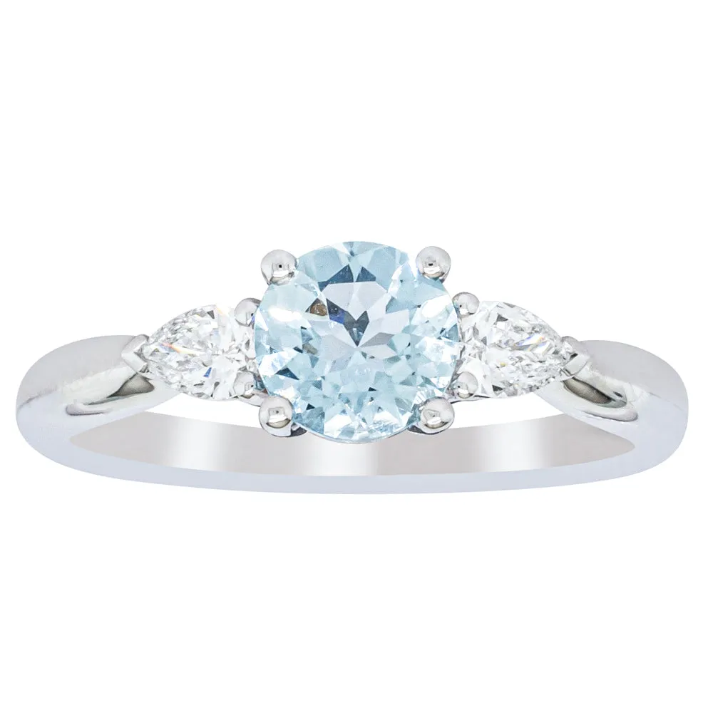 18ct White Gold .65ct Aquamarine & Diamond Ayla Ring