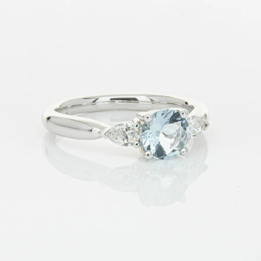 18ct White Gold .65ct Aquamarine & Diamond Ayla Ring