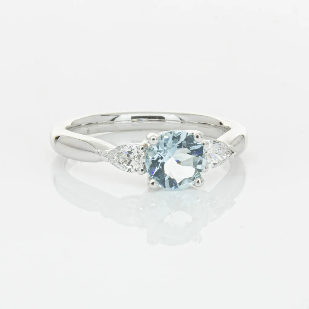 18ct White Gold .65ct Aquamarine & Diamond Ayla Ring