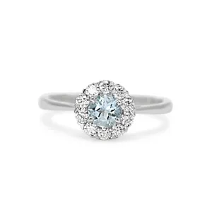 18ct White Gold Aquamarine & Diamond Ring