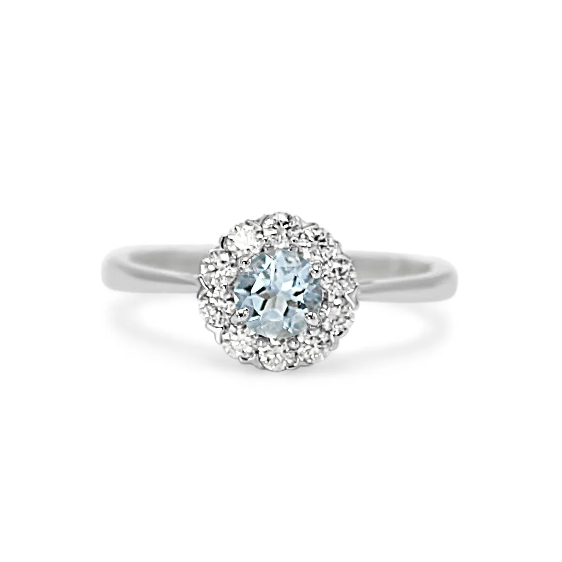 18ct White Gold Aquamarine & Diamond Ring