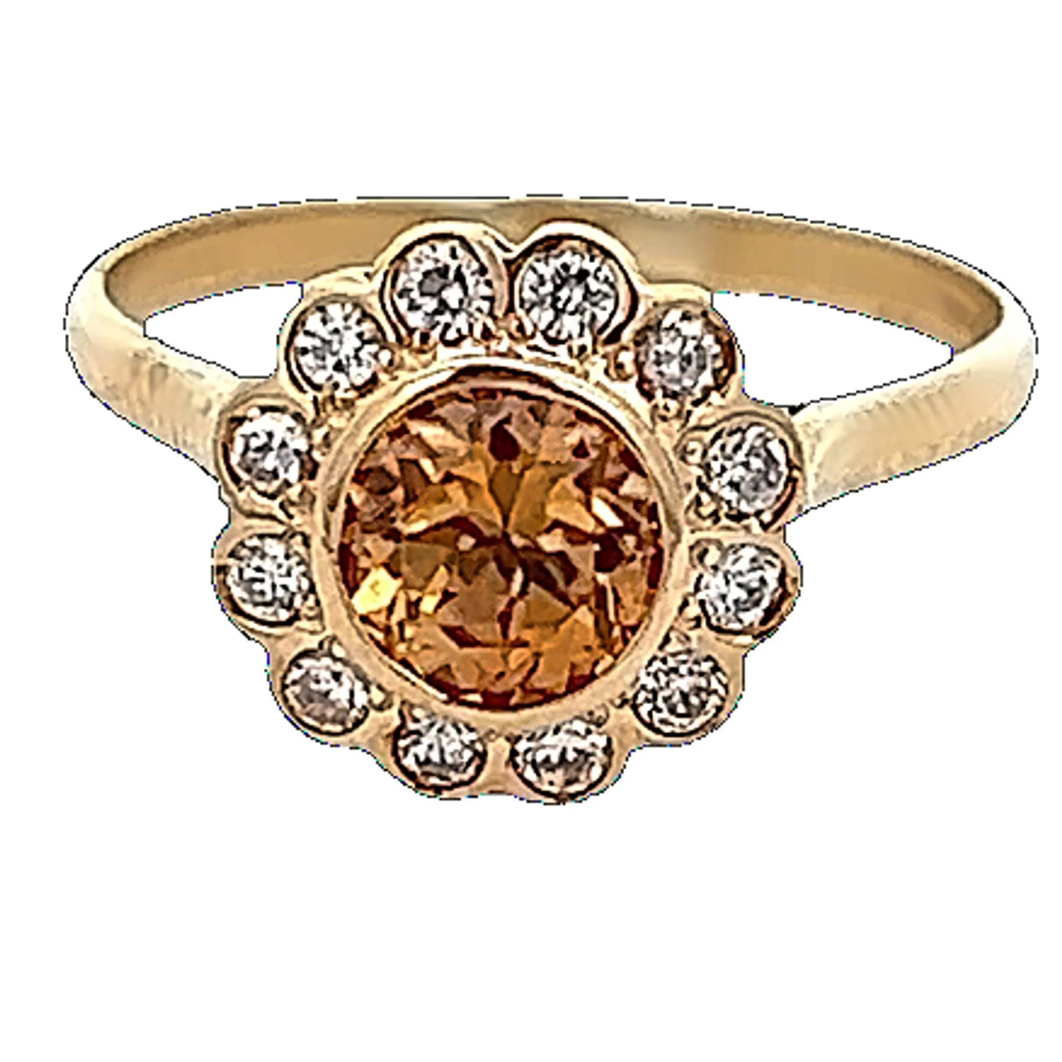 18ct Yellow Gold Zircon and CZ Ring