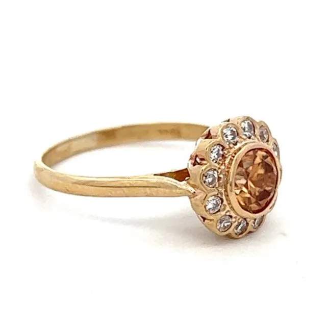 18ct Yellow Gold Zircon and CZ Ring