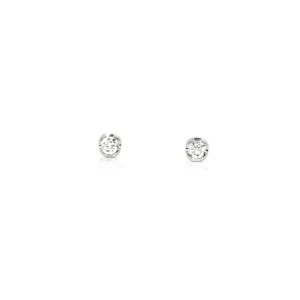 18k Classic White Gold Natural Diamond Earrings