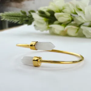 18k Gold Plated Bracelet | Raw Moonstone Point