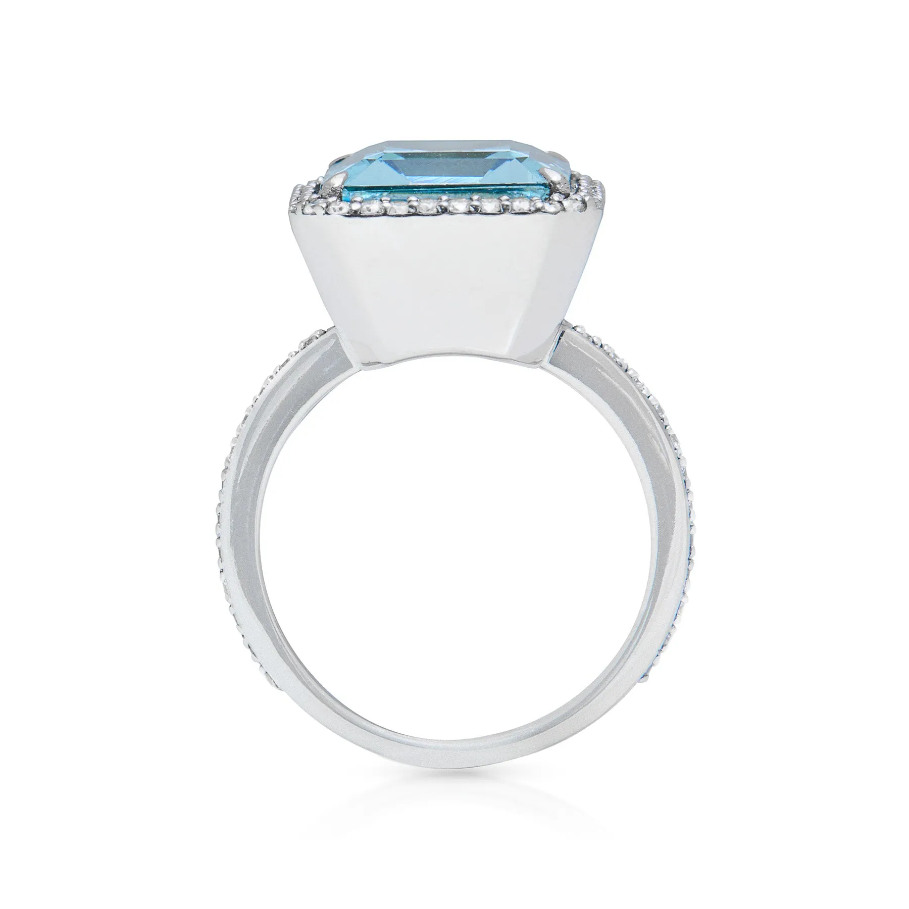 18KT White Gold Aquamarine Diamond Cocktail Ring