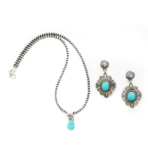 2024 Black Friday - Navajo Pearls, Turquoise Pendant, & Turquoise Earring Set