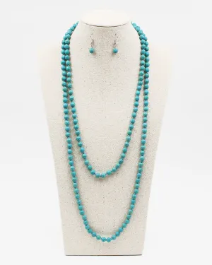 48" Turquoise Beaded Necklace Set