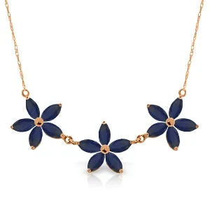 5 Carat 14K Solid Rose Gold Necklace Natural Sapphire