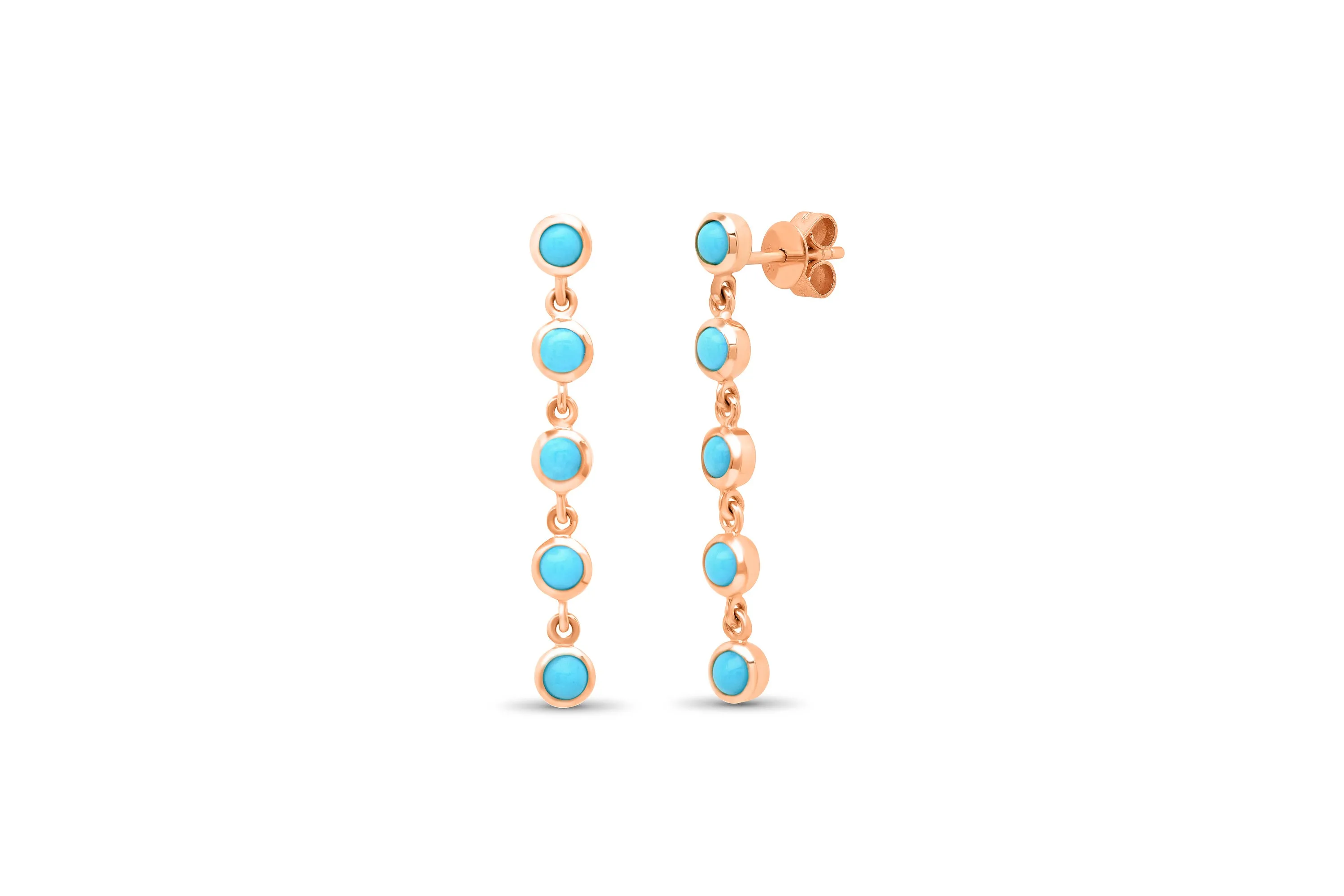 5 Turquoise Bezel Drop Earrings